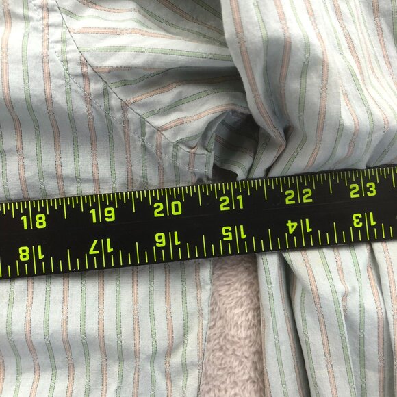 Guess Vintage Mens Shirt Medium Green Pinstriped Long Sleeve Button-Up Casual - Picture 4 of 11